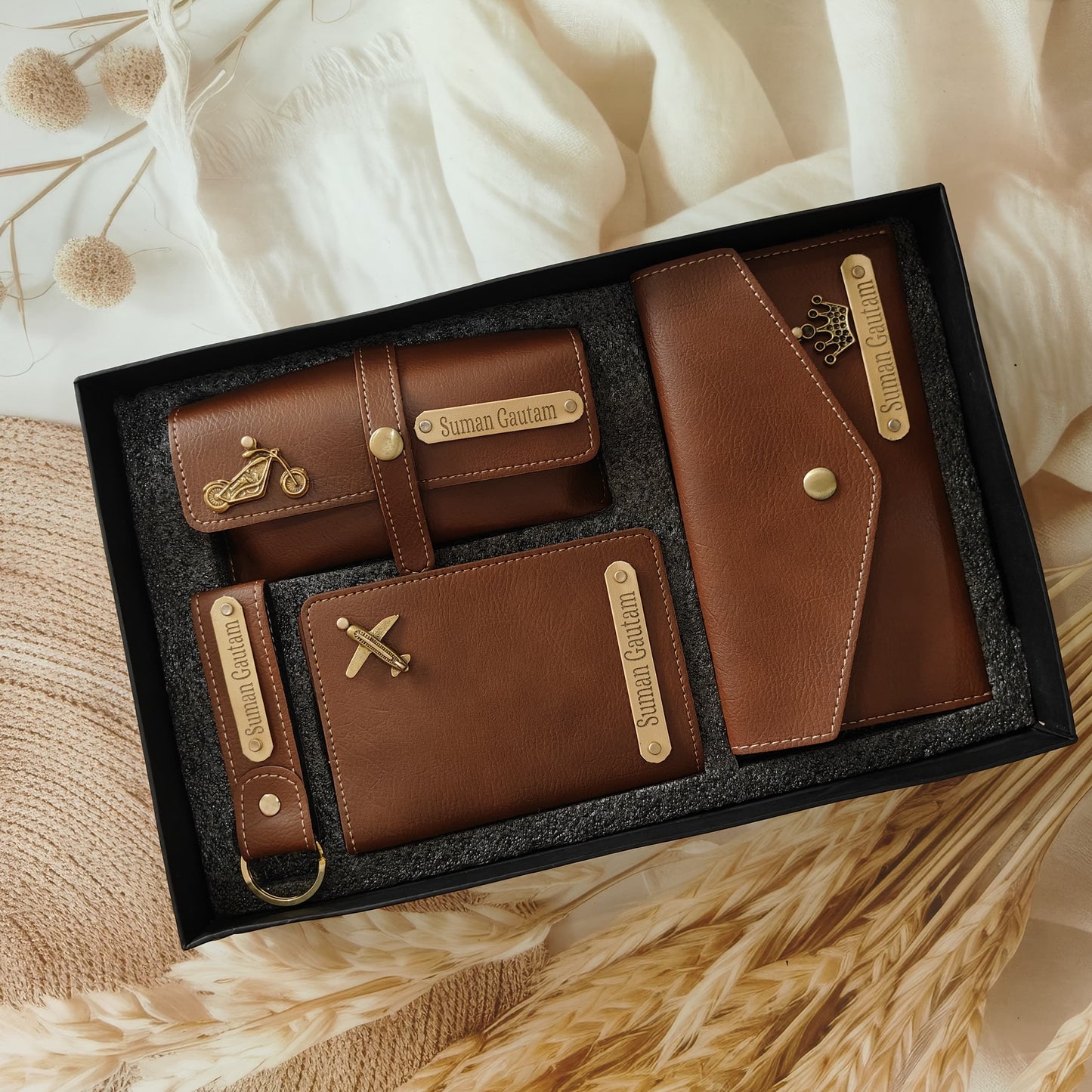 Personalised Leather Women's Slim Clutch (Wallet) Combo