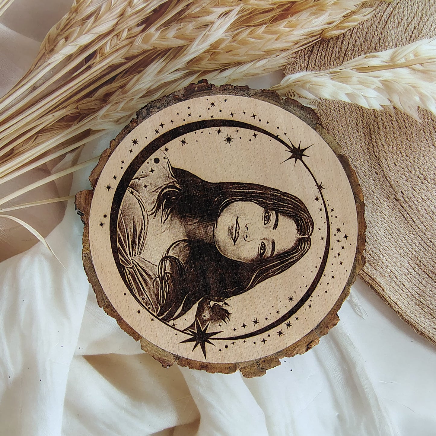 Personalized  Engraved Round Wooden Slice Customised Photo Frame