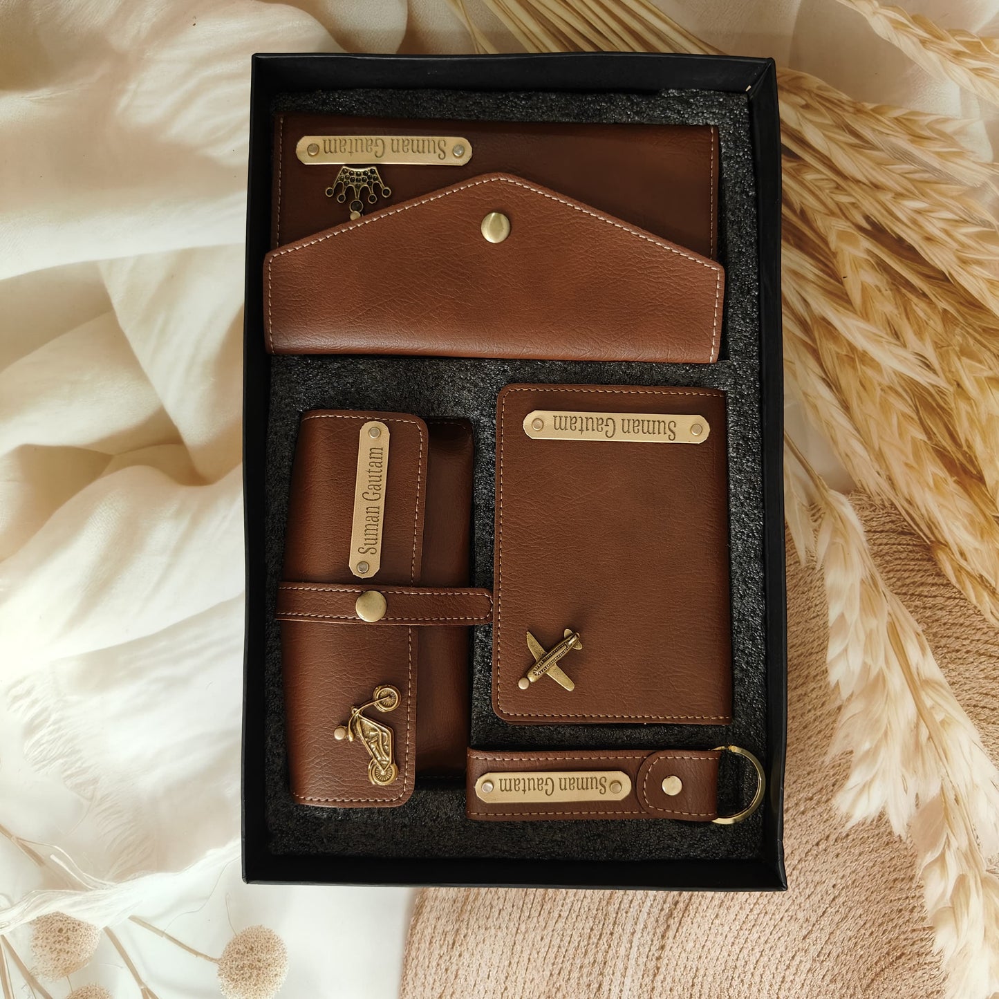 Personalised Leather Women's Slim Clutch (Wallet) Combo