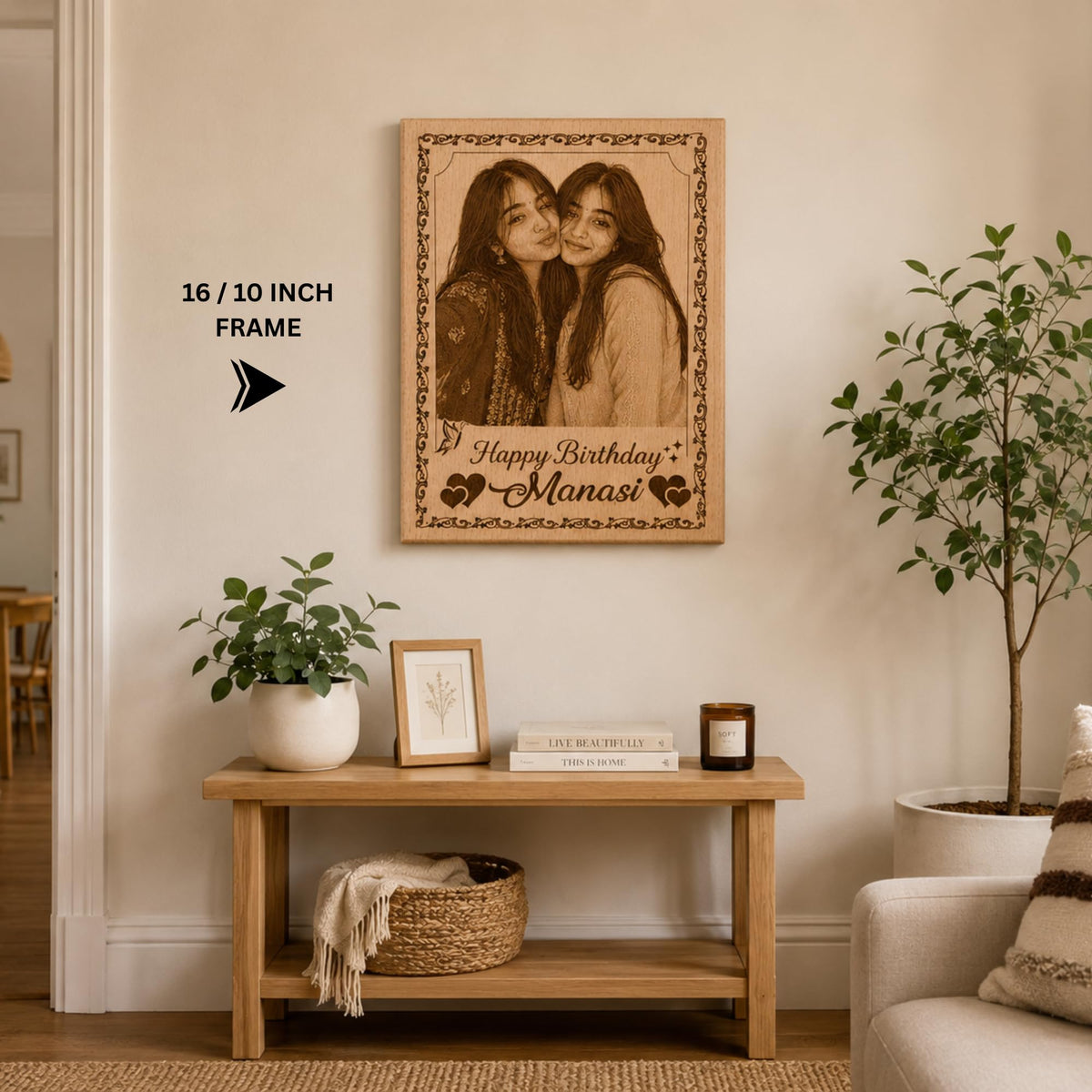 Customised Wooden Photo Frame with Engraved Photo