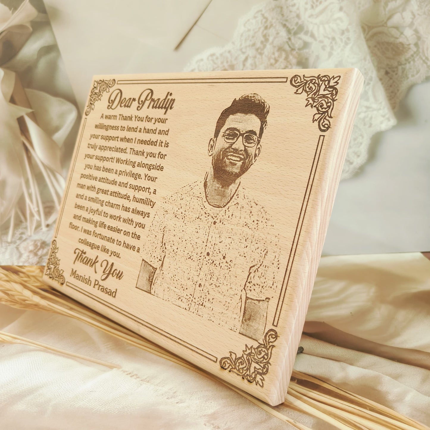 Personalized Engraved Wooden Photo Frame For Colleague | Corporate Gifting