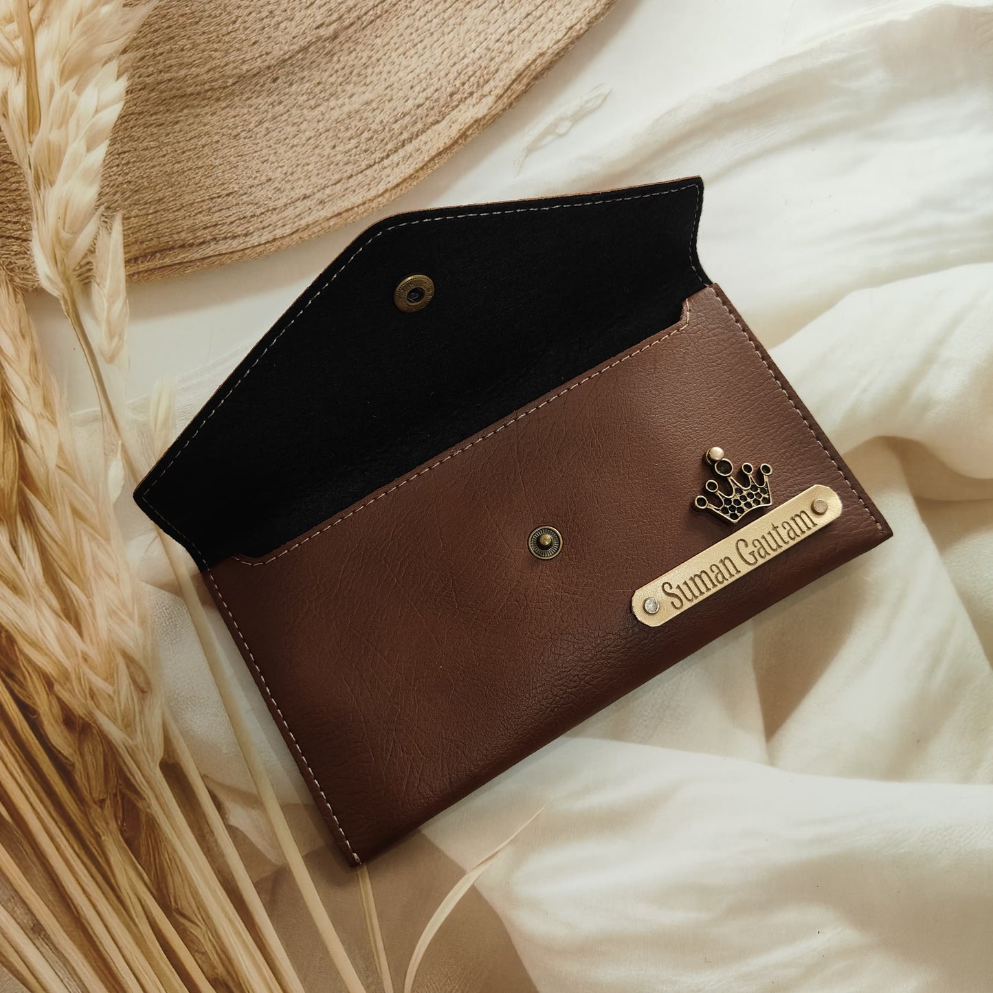 Personalised Leather Women's Slim Clutch (Wallet) Combo