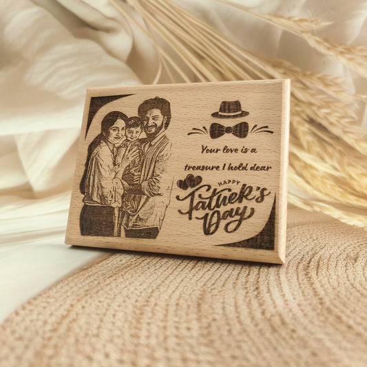 Personalised Happy Father's Day Engraved Wooden Photo Frame