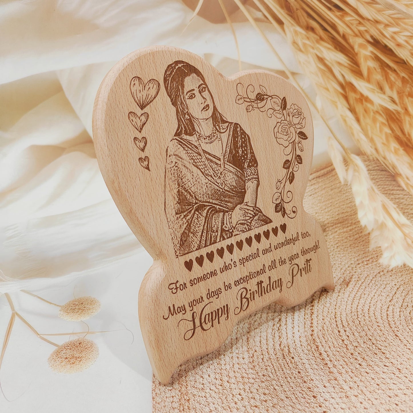 Personalised Heart With Butterfly Shaped Engraved Unique Wooden Photo Frame