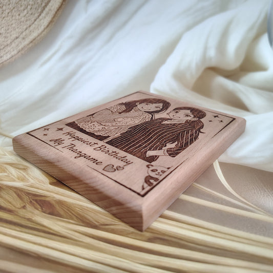 Ghibli Effect Engraved Wooden Photo Frame