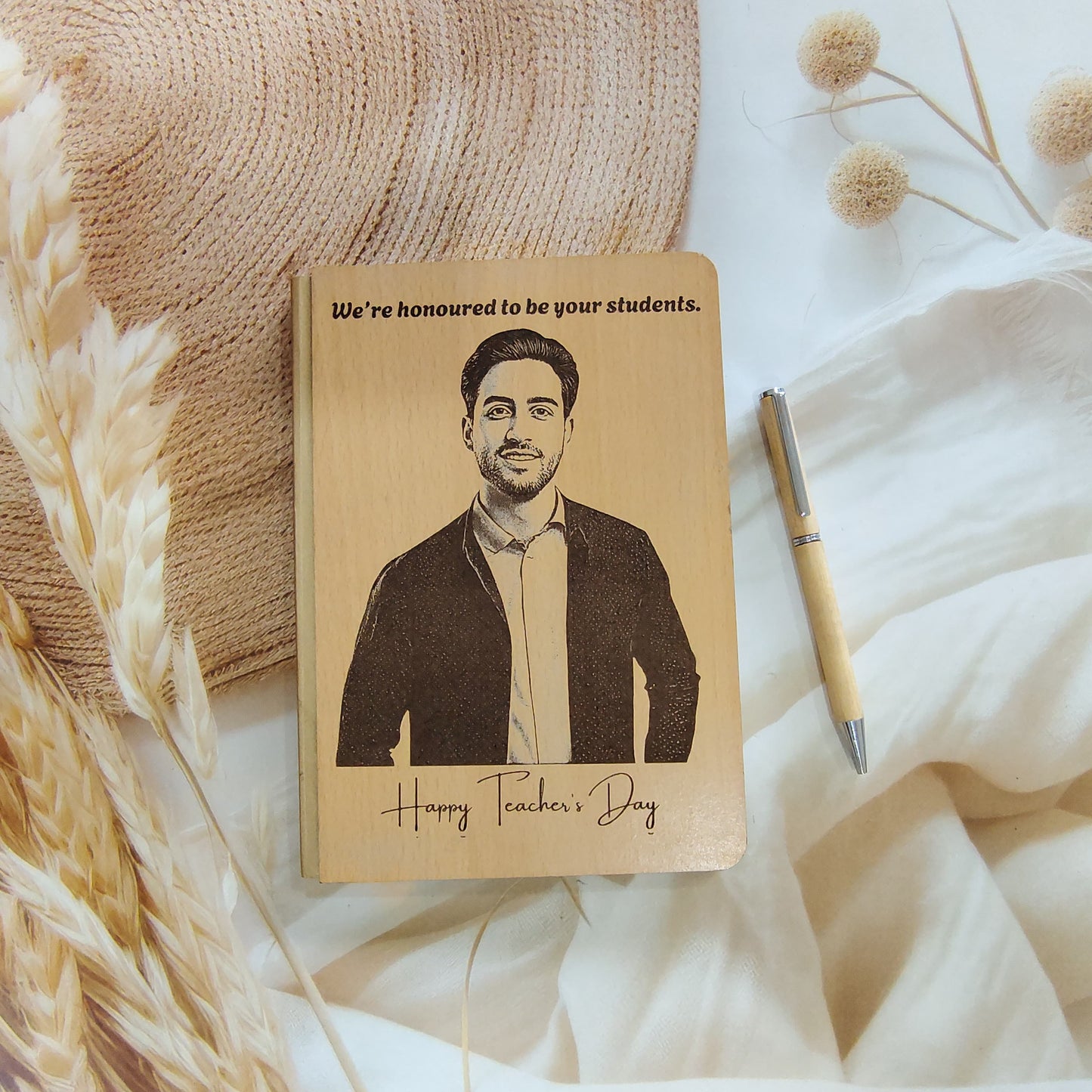 Personalised Engrave Wooden Diary Pen Combo