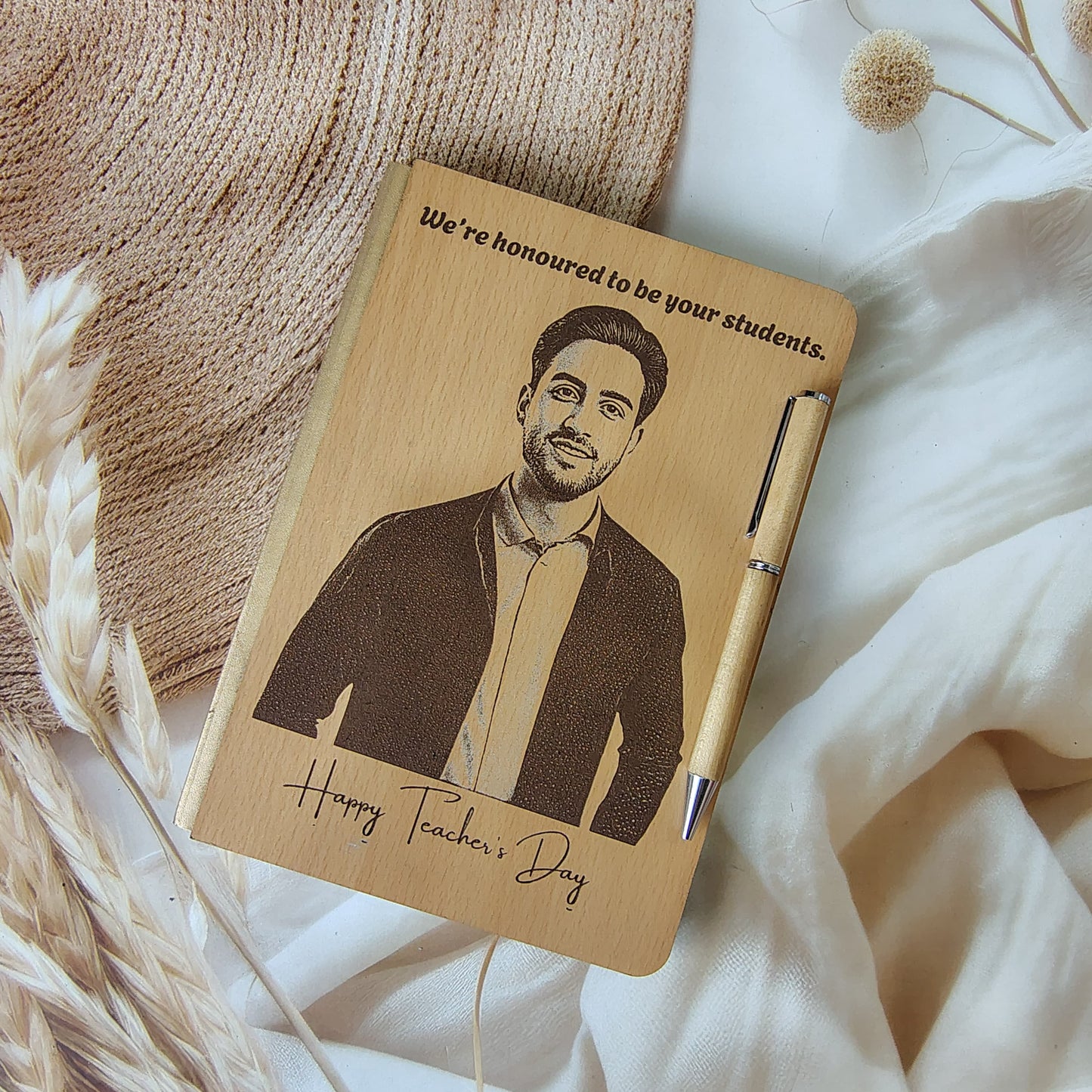 Personalised Engrave Wooden Diary Pen Combo