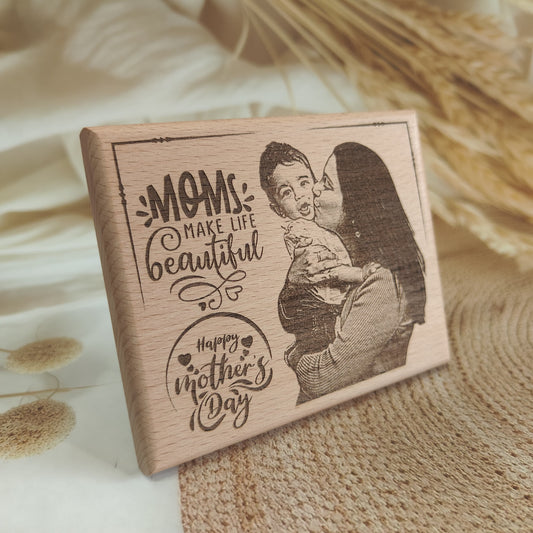Personalised Engraved Wooden Photo Frame For Mother's Day