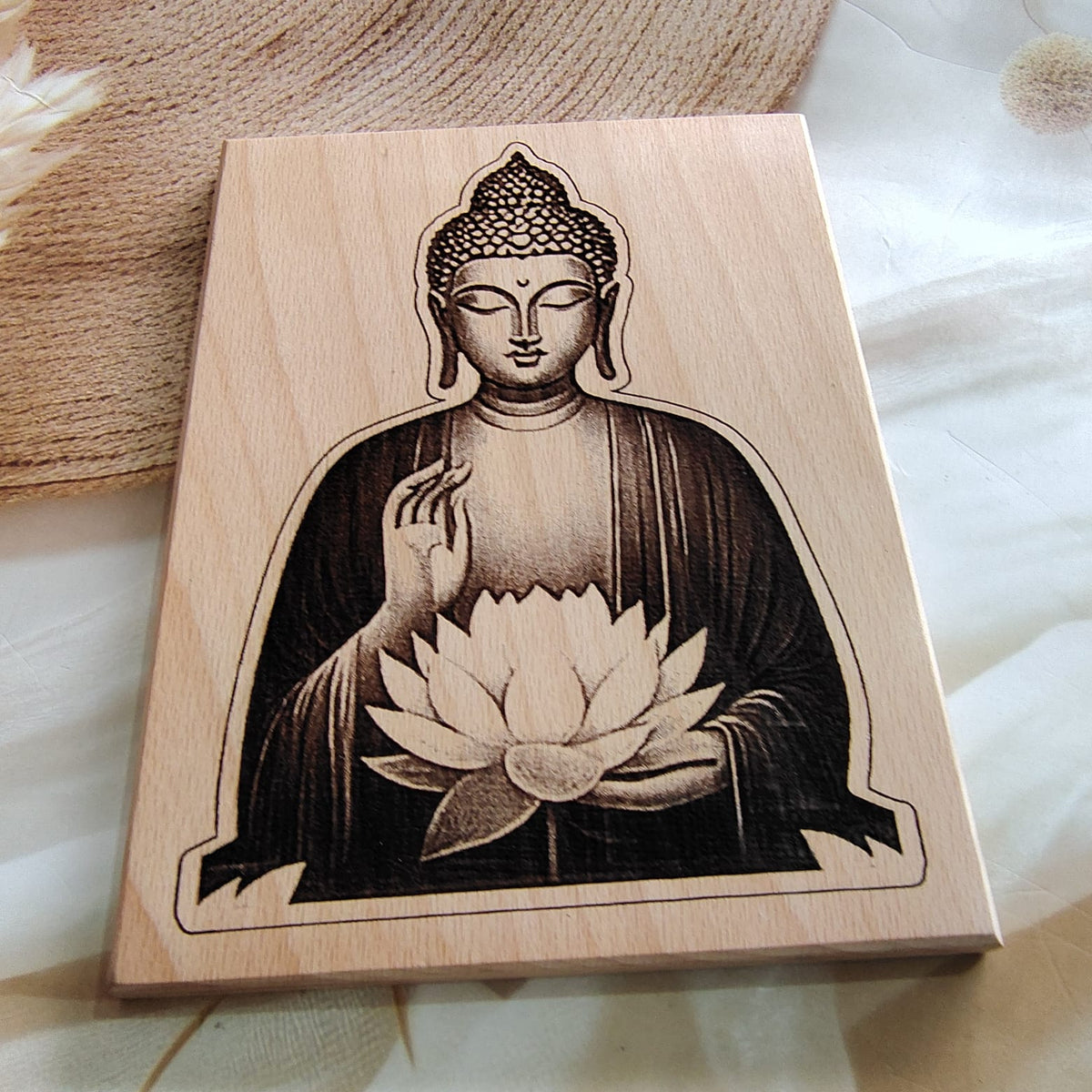 Personalized Engraved Buddha Wooden Plaque Decor