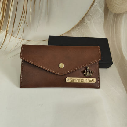 Personalised Leather Women's Slim Clutch (Wallet) Combo