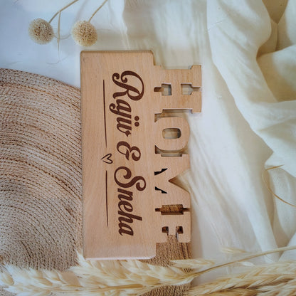 Personalized Engraved Home Shaped Wooden Plaque