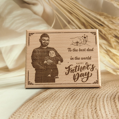 Personalised Engraved Wooden Photo Frame For Father's Day
