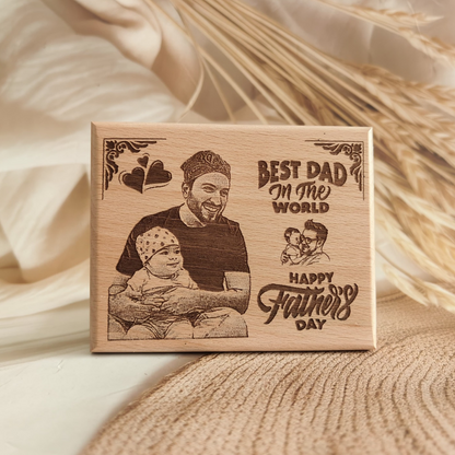 Personalised Father's Day  Engraved Wooden Photo Frame
