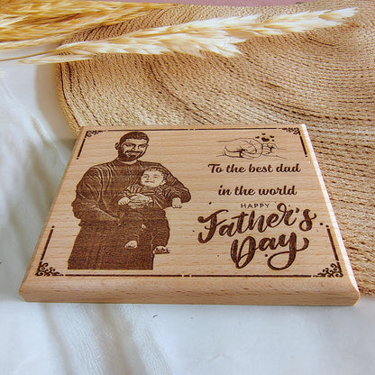 Personalised Engraved Wooden Photo Frame For Father's Day