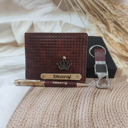 Personalized Turbo Leather Men’s Wallet Combo