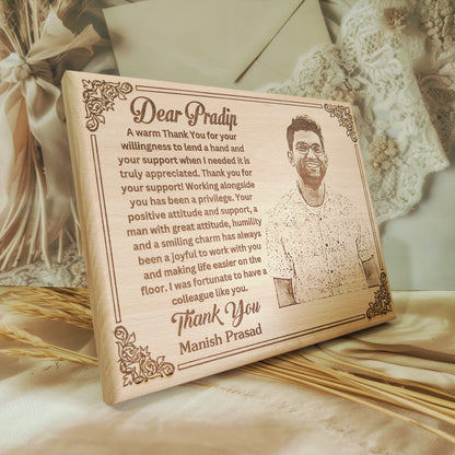 Personalized Engraved Wooden Photo Frame For Colleague | Corporate Gifting