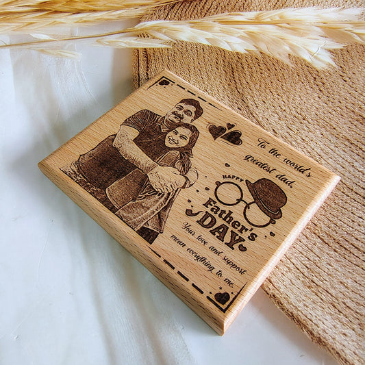 Personalised Engraved Father's Day Wooden Photo Frame| Plaque