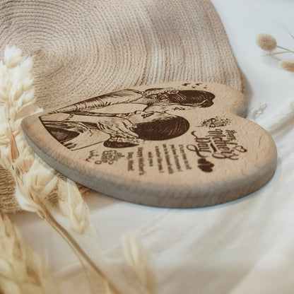 Heart Shape Engraved Wooden Photo Frame For Mother’s Day