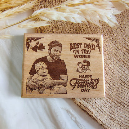 Personalised Father's Day  Engraved Wooden Photo Frame
