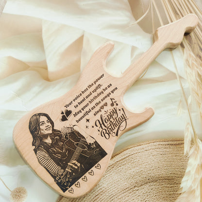 Personalized Engraved Guitar Shaped Wooden Photo Frame |Plaque