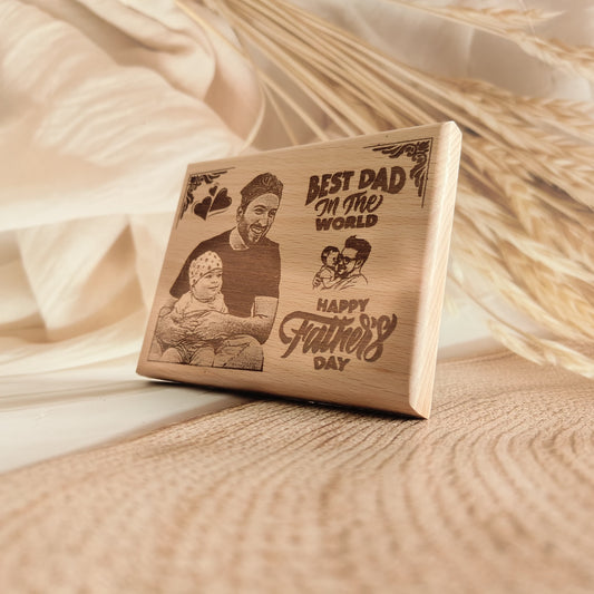 Personalised Father's Day  Engraved Wooden Photo Frame