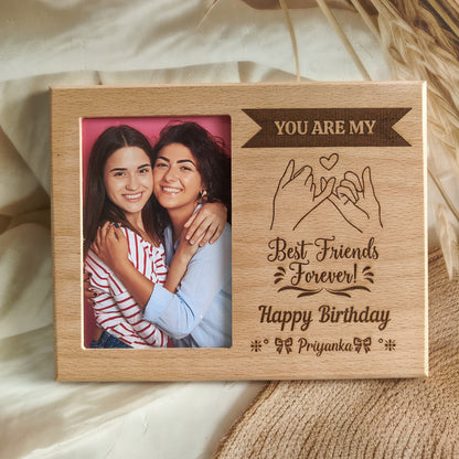 Customised Wooden Photo Frame with Engrave Message Tabletop, Best Gift for Best Friends Birthday