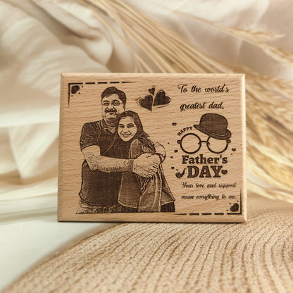 Personalised Engraved Father's Day Wooden Photo Frame| Plaque