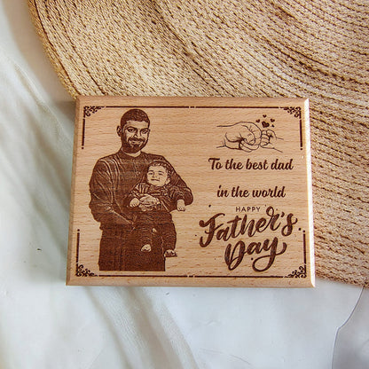 Personalised Engraved Wooden Photo Frame For Father's Day