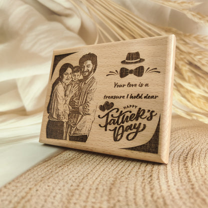Personalised Happy Father's Day Engraved Wooden Photo Frame