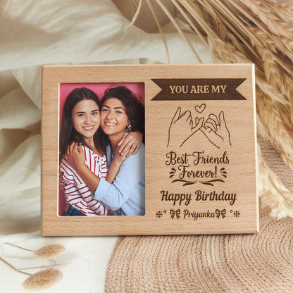 Customised Wooden Photo Frame with Engrave Message Tabletop, Best Gift for Best Friends Birthday