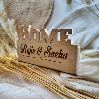 Personalized Engraved Home Shaped Wooden Plaque