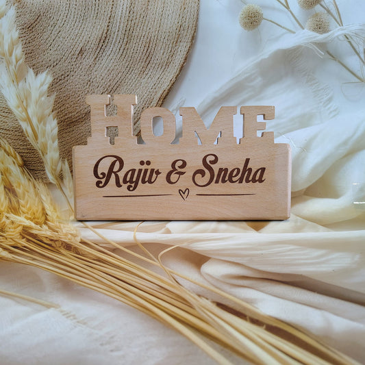 Personalized Engraved Home Shaped Wooden Plaque