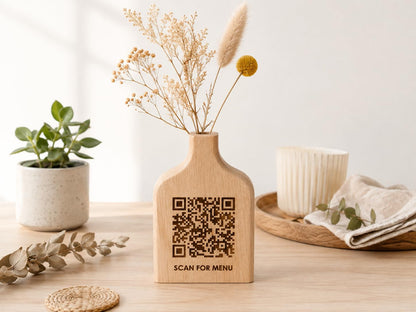 Customise Wooden QR Code Sign Logo with Stand