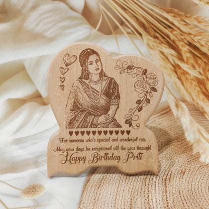 Personalised Heart With Butterfly Shaped Engraved Unique Wooden Photo Frame