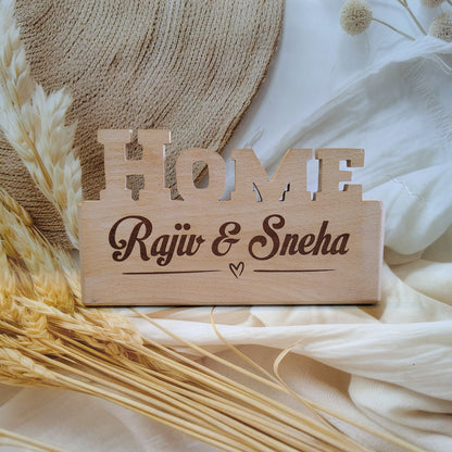Personalized Engraved Home Shaped Wooden Plaque