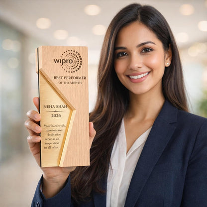Personalised Corporate Award Trophy Beech Wood Gift