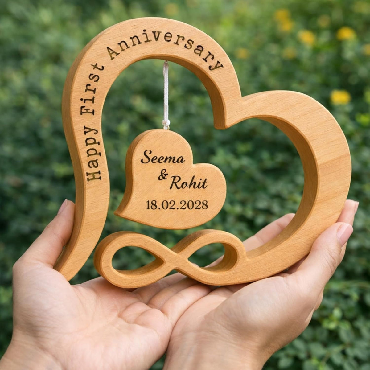 Personalised Wooden Anniversary Gift for Couples