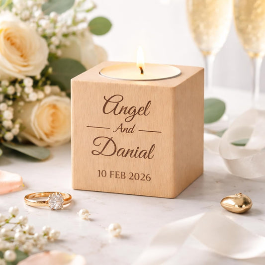 Personalised Wooden Tealight Holder Wedding Gift