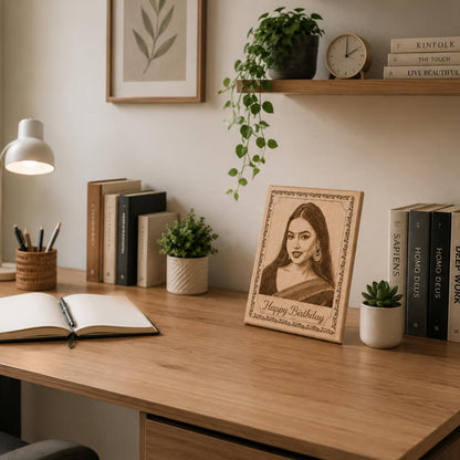 Customised Wooden Photo Frame with Engraved Photo