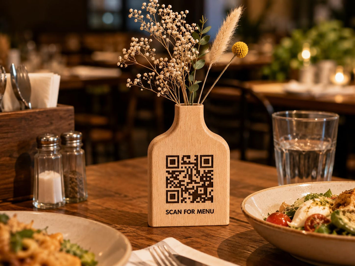 Customise Wooden QR Code Sign Logo with Stand