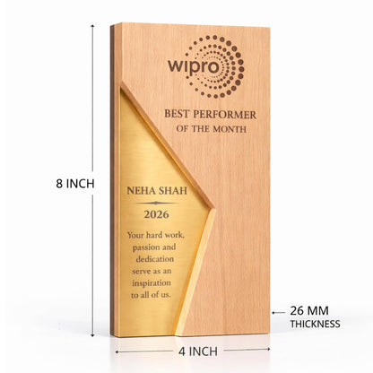 Personalised Corporate Award Trophy Beech Wood Gift