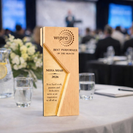 Personalised Corporate Award Trophy Beech Wood Gift