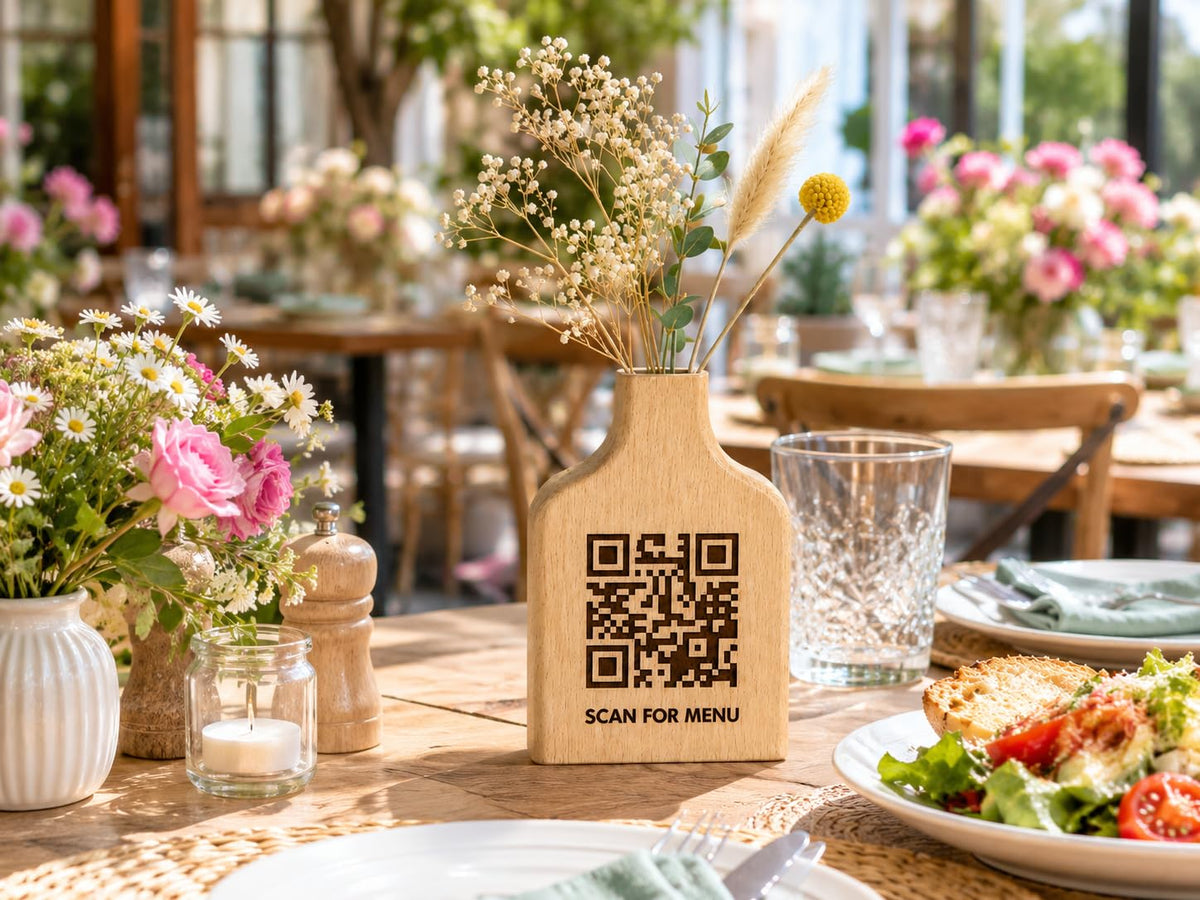Customise Wooden QR Code Sign Logo with Stand