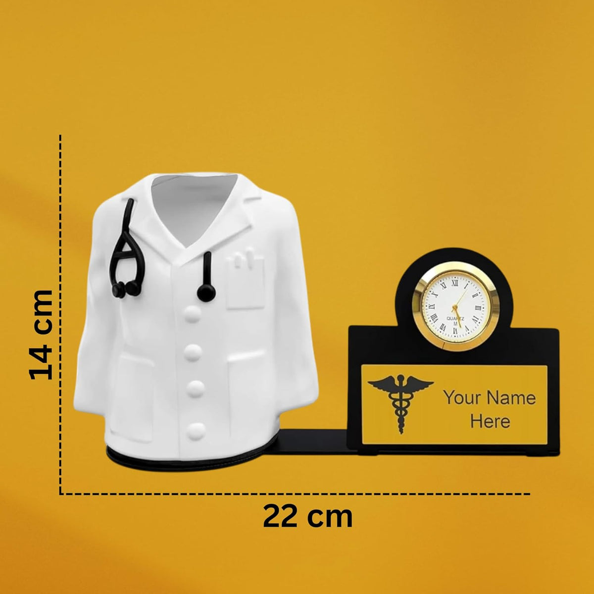 Personalised Doctor Desk Organizer with Clock Gift