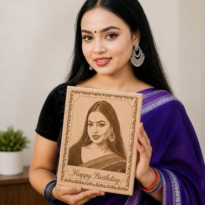 Customised Wooden Photo Frame with Engraved Photo