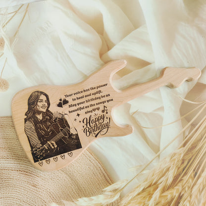 Personalized Engraved Guitar Shaped Wooden Photo Frame |Plaque