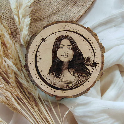 Personalized  Engraved Round Wooden Slice Customised Photo Frame