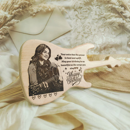 Personalized Engraved Guitar Shaped Wooden Photo Frame |Plaque