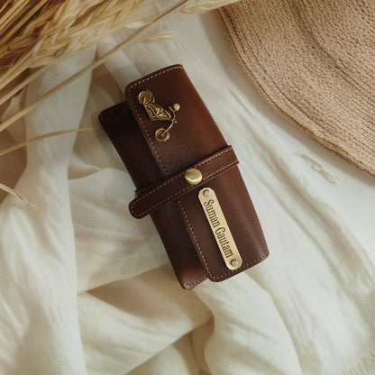 Personalised Leather Women's Slim Clutch (Wallet) Combo