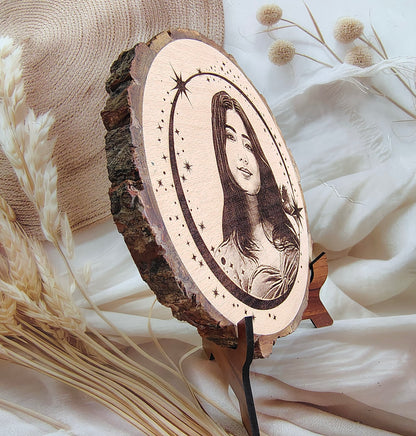 Personalized  Engraved Round Wooden Slice Customised Photo Frame
